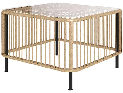 Produktbild von Outsunny Polyrattan Gartentisch, 65 x 65 x 43 cm, wetterfest Beistelltisch