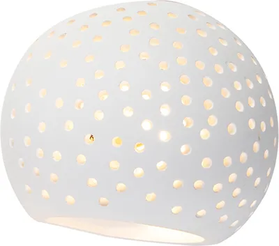 Produktbild von QAZQA - Retro Moderne Wandleuchte Weiß Gips Kugel mit Lichteffekt - Blur I Wohnzimmer I Schlafzimmer - Kugel I Kugelförmig - LED geeignet G9