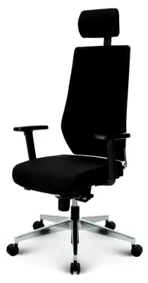 Produktbild von Ergonomischer Chefsessel V1301 aus schwarzem Stoff mit verstellbarer Kopfstütze - Für Büro und Home-Office - Belastbarkeit bis 150 kg