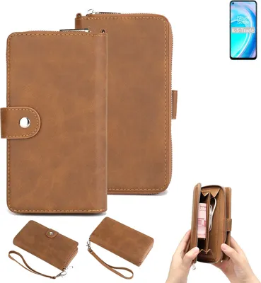 Produktbild von K-S-Trade Handyhülle Schutzhülle kompatibel mit OnePlus Nord CE 2 Lite 5G & Portemonnee Tasche Handytasche Case Etui Geldbörse Wallet braun (1x)