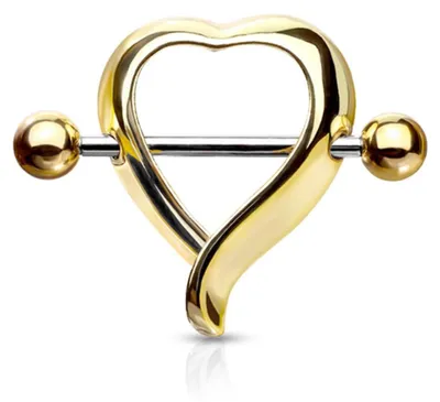 Produktbild von Brustwarzenpiercing „Herz“: Nippelpiercing Schild 316L Gold