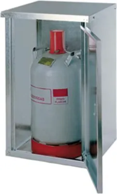 Produktbild von Gasflaschenschrank, Flaschenschrank, für 2 x 11 kg Propangas, Flüssiggas, mit Rückwand und Bodenrost, Abschließbar, 750 x 840 x 400 mm (HxBxT)