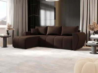 Image de BEDTE ECKSOFA MOLISA L Cosmic 800 Gauche Marron avec fonction sommeil Canapé en L avec coffre de rangement Canapé salon Canapé-lit Coffre de rangement Canapé-lit
