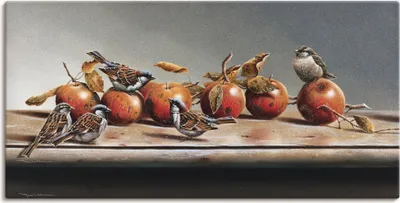 Produktbild von ARTland Leinwandbild Haus Spatzen II Größe: 60x30 cm