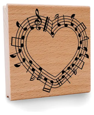 Produktbild von Motivstempel Musikherz aus Holz und Gummi für Karten und Geschenke
