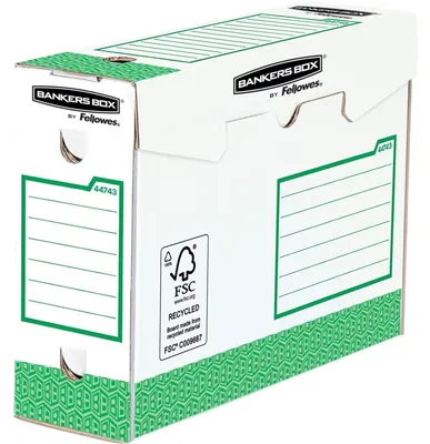 Produktbild von BankersBox Archivschachtel A4+ B:100mm weiß/grün        20PK