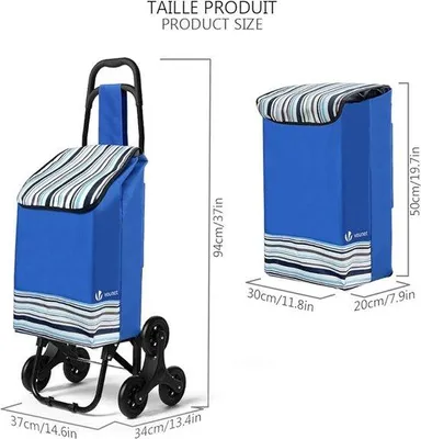 Productafbeelding van Famanu boodschappenwagen met een inhoud van 30 liter - 34 cm (diepte) x 37,1 cm (breedte) x 94 cm (hoogte)