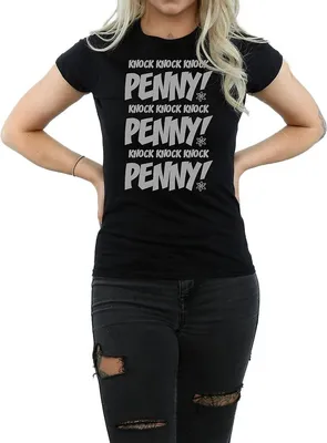 Image de The Big Bang Theory - "Knock Knock Penny" T-shirt pour femme BI466 (S) (Noir)