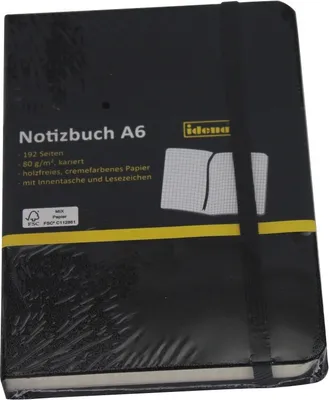 Produktbild von Idena Notizbuch 80g/m² kariert schwarz DIN A6 192 Seiten