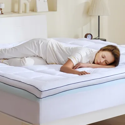 Produktbild von VEVOR Matratzenbezug, King-Size-Matratzenschoner, 10,2 cm dick, mit Memory-Schaum-Faser gefüllt, abnehmbar, waschbar, druckentlastender Komfort