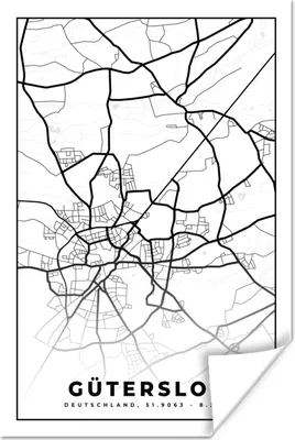 Produktbild von MuchoWow® Poster Stadtplan - Gütersloh - Karte - Wegbeschreibung 40x60 cm - Plakate für die Wand - Poster Babyzimmer