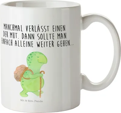 Produktbild von Mr. & Mrs. Panda Kunststoffbecher Schildkröte Wanderer - Weiß - Geschenk, Motivation, Plastikbecher, Rucksack, Schildkröten, Kinderbecher, Haferl, Trinklernbecher