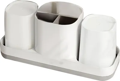 Image de Porte-brosses à dents en plastique Porte-dentifrice Porte-brosses à dents Porte-organisateur de rangement pour salle de bains Porte-dentifrice Blanc