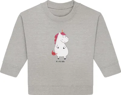 Produktbild von Mr. & Mrs. Panda Organic Baby Pullover Einhorn Wut 6. - 12. Monat - Heather Grey - Geschenk, Unicorn, Arbeit, Spaß, Nein, Lustig, Einhörner, Bullover