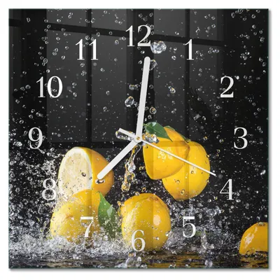 Produktbild von Tulup Glasuhr Wanduhr Küchenuhr Echt-Glas 30x30 cm Modern Dekorativ Geräuschlos Weiße Zeiger - Zitronen