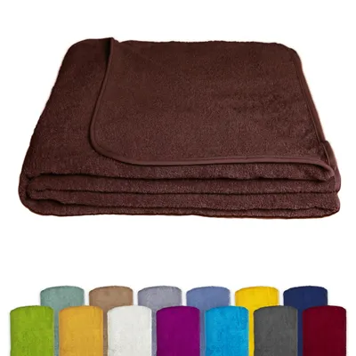 Produktbild von KiGATEX Frottee-Decke 150x200 cm – 100 % Baumwolle, Sommerdecke & Tagesdecke – , waschbar, weich & atmungsaktiv – Farbe: Schoko