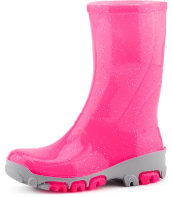Produktbild von Ladeheid Kinder Mädchen Jungen Gummistiefel Regenschuhe LARB015 (Neonrosa Brokat, 25)