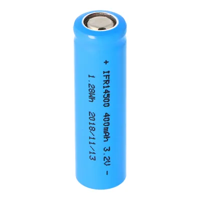 Produktbild von IFR14500 - 400mAh AA LiFePo4 Akku 3,2V mit Flat Top (ohne Kopf) flacher Pluspol, Maße 49,8x14,2mm