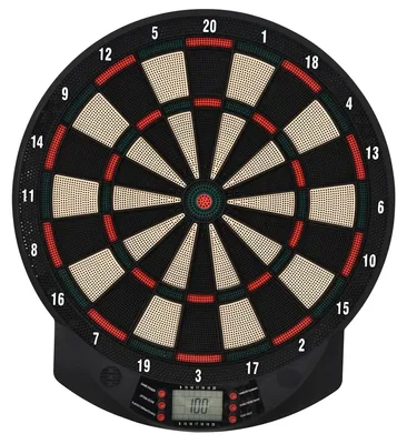 Produktbild von Elektronische Dartscheibe - Automatische Punktewertung - 26 Spiele - 185 Spieloptionen - 6 Pfeile - 44 x 39,5 x 2,2 cm - Armeegrün