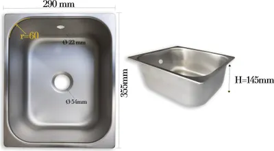 Zdjęcie produktu dla Zlewozmywak ze stali nierdzewnej do samochodów kempingowych + kamperów