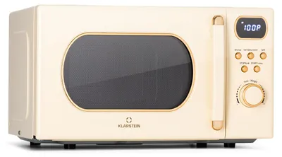 Obrázok produktu pre Klarstein, mikrovlnka s grilom 3 v 1, 20 l, 800 W, s funkciou rozmrazovania a pizze, otočný tanier, jednoduchá obsluha, z nehrdzavejúcej ocele, krémová