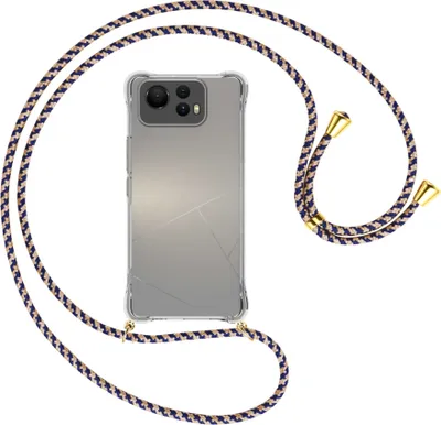 Produktbild von Handykette Backcover-Schutzhülle mit Band (Metall goldfarben) für Asus Zenfone 12 Ultra - blau+beige