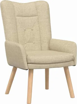 Image de vidaXL Fauteuil Crème 63 x 67 x 94 cm Tissu et contreplaqué