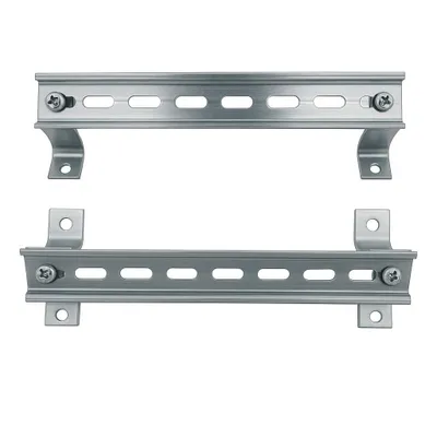 Produktbild von ARLI Hutschienen Set 2x 200 mm + 4x Schrägwinkel M5 Tragschiene 35 x 7 mm Stahl verzinkt Schaltschrank Halterung