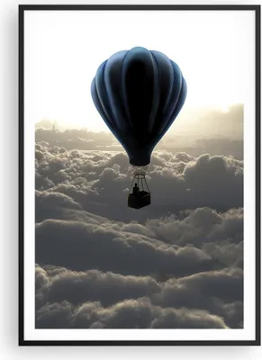 Produktbild von Gerahmtes Poster - Schwarzer Rahmen - Wolke Ballon Himmel - 70x100 cm - Wand Bild - Wanddeko - Wandbilder - Kunstposter - Wandposter - Bilderrahmen - Bilder - Kunstdruck - Wandbild - P2BPA70x100-3577