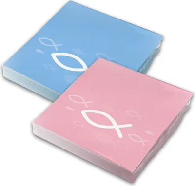 Produktbild von itenga Servietten 40er Fisch (20x HELLBLAU Weiß + 20x ROSA Weiß)