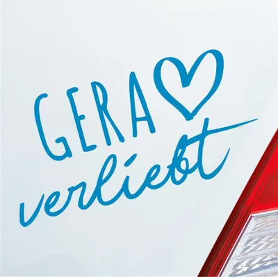 Produktbild von Auto Aufkleber Gera verliebt Herz Stadt Heimat Liebe Car 19x10 cm Hellblau Sticker Heckscheibenaufkleber