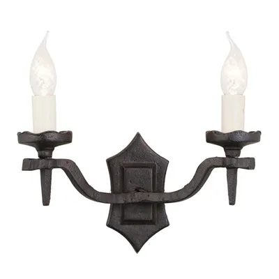 Immagine prodotto di Applique con portacandele Rectory nero e crema 2xE14x60W in metallo, dimensioni: 16x31x15 cm, IP20, Elstead