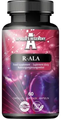 Immagine prodotto di Acido R-Alfa Lipoico 200 mg per capsula - 60 capsule vegane - 2 mesi di fornitura - Supporta il metabolismo del glucosio e la salute mitocondriale - da Apollo's Hegemony