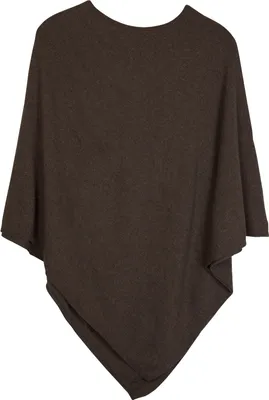 Produktbild von styleBREAKER Damen Feinstrick Poncho in Unifarben, leicht asymmetrischer Schnitt, Ärmellos, Rundhals 08010042