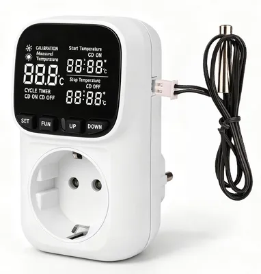 Temperaturregler Steckdose 230V 16A mit Sensor LCD