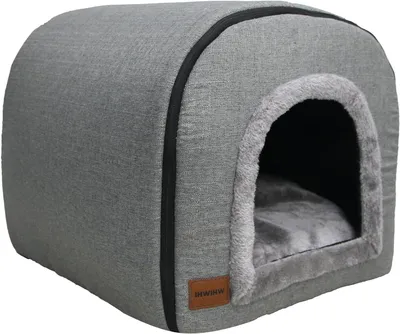 Immagine prodotto di Cuccia per gatti con cuscino - Lettino per animali domestici - Posto tranquillo per dormire - Tappetino in peluche rimovibile - 60 x 45 x 45 cm
