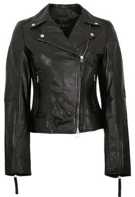 Produktbild von Jilani - Damen Lederjacke Bikerjacke Lammnappa schwarz : 46