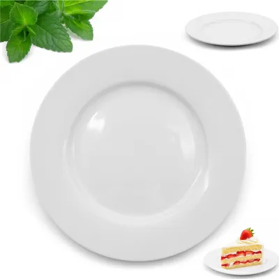 Zdjęcie produktu dla Talerz Deserowy 18cm Porcelanowy Okrągły Biały Talerzyk Klasyczny do Ciasta