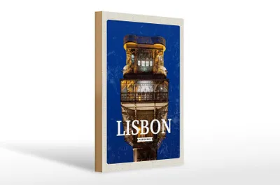 Produktbild von Holzschild Reise 20x30cm Lisbon Portugal Architektur Retro