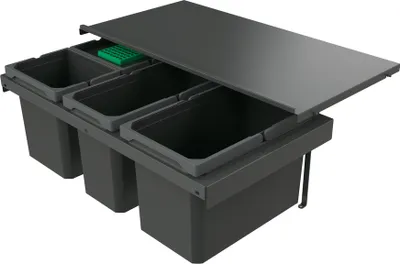 Image de Naber 8013395 Collecteur de déchets Cox Stand-UP® 280 S/800-4 avec couvercle anthracite, 42 (1x16/1x12/2x7) litres / largeur d'armoire 80 cm