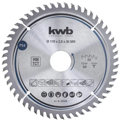Produktbild von kwb Kreissägeblatt 170 x 30 mm, sehr feiner Schnitt, Sägeblatt geeignet für Arbe