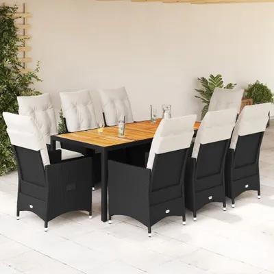Produktbild von Langlebig Gartenmöbel Set Balkonmöbel-Set 9-tlg. Garten-Essgruppe mit Kissen Schwarz Poly Rattan - Gartenmöbelgarnituren Octo2779771 5parcel