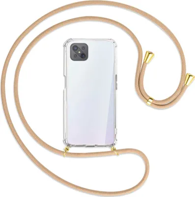 Produktbild von Handykette Backcover-Schutzhülle mit Band (Metall goldfarben) für Oppo A92S / Reno4 Z 5G - beige