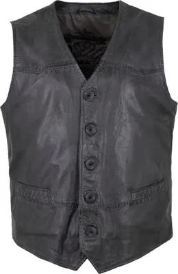 Produktbild von Maddox - Herren Lederweste Weste Lammnappa anthrazit-navy-schwarz : 52