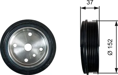 Produktbild von GATES TVD1137 Riemenscheibe Kurbelwelle für VOLVO V70 II (285) 152mm