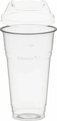Produktbild von 50x  Trinkbecher 500ml + Domdeckel ohne Loch stapelbar aus Biokunststoff