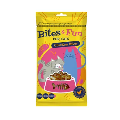 Obrázek produktu pro Akinu BITES & FUN Kuřecí kousky pamlsek pro kočky 60 g