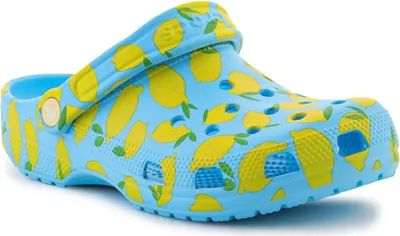 Produktbild von Crocs Classic Fresh Fruits Clog Damen Softe Pantoffel-Sandale Hellblau/Gelb (Tinted Glass), 211008-4WD