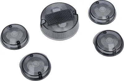 Produktbild von Set: Rücklichtkappe rund 100mm + Blinkerkappen, Rauchgrau - für Simson S50, S51, SR50