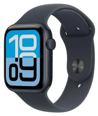 Obrázok produktu pre Apple Watch SE 3 (2025) GPS 44 mm, hliníkové puzdro v tmavomodrej farbe, tmavomodrý športový remienok S/M EU MEHN4